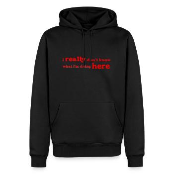 Je ne facturons sais pas vraiment ce que je fais ici - Sweat à capuche Premium bio Homme - noir - Devant - Nico (187cm)
