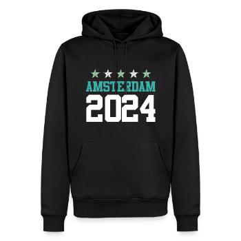 Visites à Amsterdam 2024 - Sweat à capuche Premium bio Homme - noir - Devant - Nico (187cm)