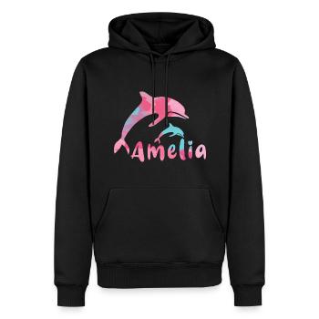 amelia ,define, colorful,name, painting,pink - Men’s Premium Organic Hoodie - black - Front - Nico (187cm)