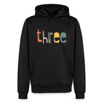 Dritter Geburtstag ich bin 3 Jahre Retro Design - Männer Premium Bio Hoodie - Schwarz - Vorne - Nico (187cm)