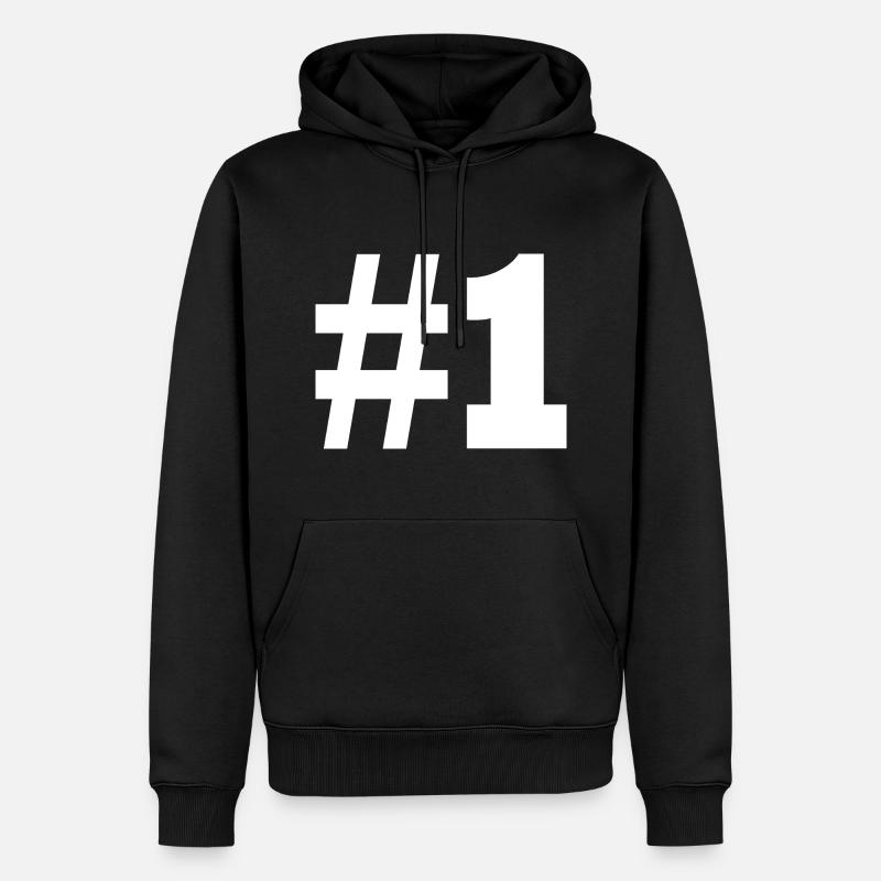 #1 - Männer Premium Bio Hoodie - Schwarz