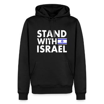stand with israel - Männer Premium Bio Hoodie - Schwarz - Vorne - Nico (187cm)