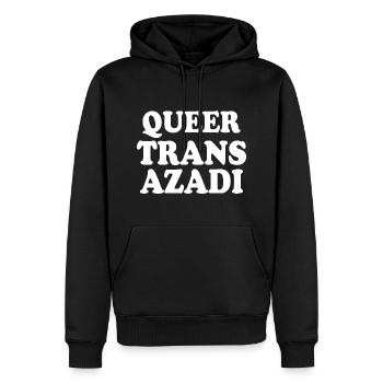 Queer trans azadi - Männer Premium Bio Hoodie - Schwarz - Vorne - Nico (187cm)
