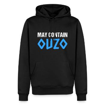 Peut contenir de l’ouzo - Sweat à capuche Premium bio Homme - noir - Devant - Nico (187cm)