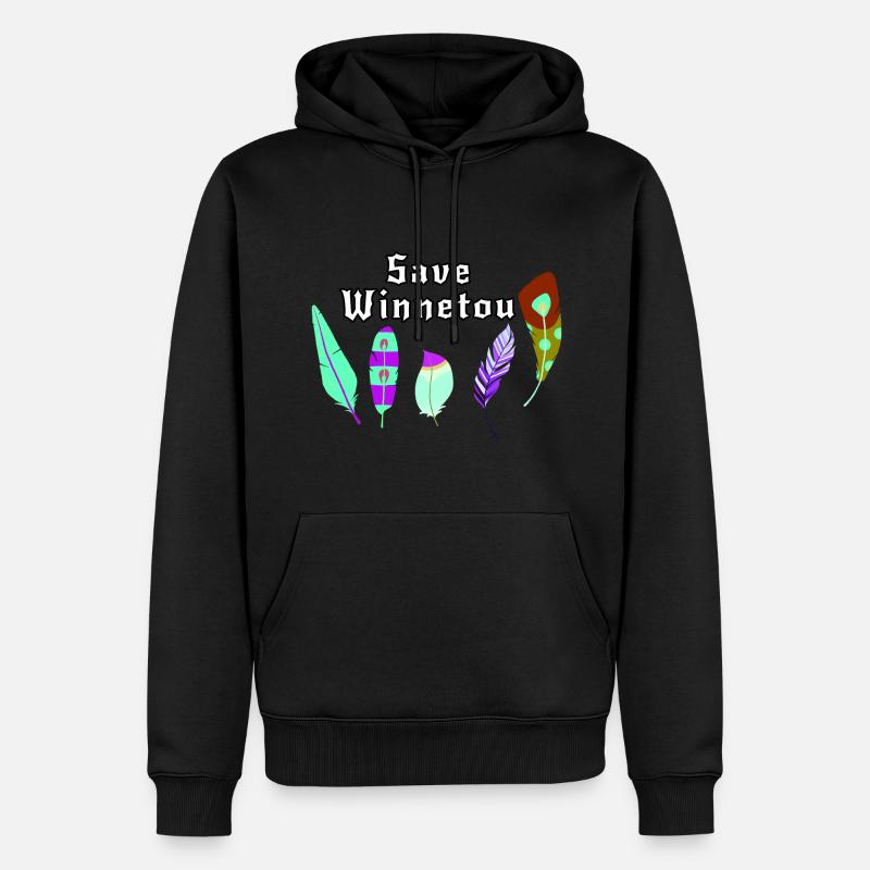 save winnetou,winnetou,federn,illustration - Männer Premium Bio Hoodie - Schwarz