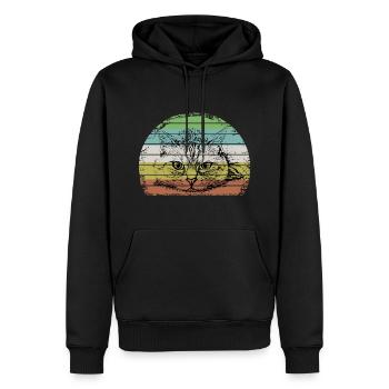 Cat Motif Cat Outline Retro Vintage - Men’s Premium Organic Hoodie - black - Front - Nico (187cm)