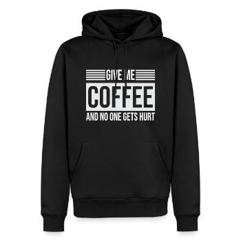 Donnez-moi du café et personne ne sera blessé - Kaffee - Sweat à capuche Premium bio Homme - noir - Devant - Nico (187cm)