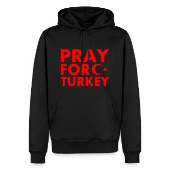 Pray for turkey - Sweat à capuche Premium bio Homme - noir - Devant - Nico (187cm)