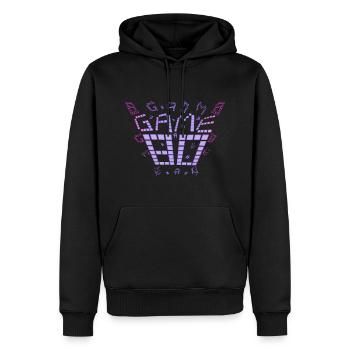 game 80s design purple - Männer Premium Bio Hoodie - Schwarz - Vorne - Nico (187cm)