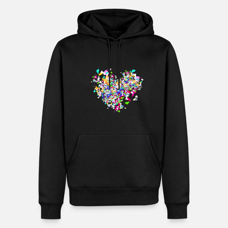 Konfetti, Herz, karneval, Konfettiherz - Männer Premium Bio Hoodie - Schwarz