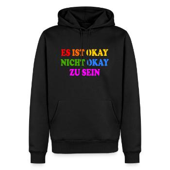 es ist okay nicht okay zu sein - Männer Premium Bio Hoodie - Schwarz - Vorne - Nico (187cm)