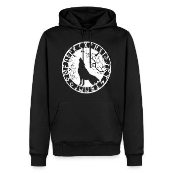 Nordische Mythologie Wikinger Fenriswolf asgard - Männer Premium Bio Hoodie - Schwarz - Vorne - Nico (187cm)