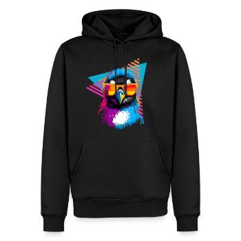 Pingouin avec lunettes de soleil style années 80 - Sweat à capuche Premium bio Homme - noir - Devant - Nico (187cm)
