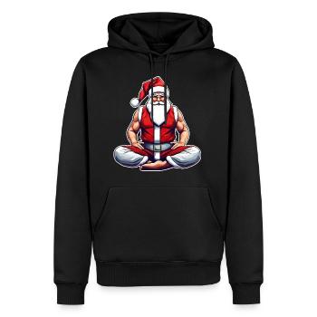 Weihnachtsmann macht Joga - Männer Premium Bio Hoodie - Schwarz - Vorne - Nico (187cm)