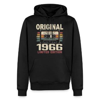 1966 Geburtstagsgeschenk 1966 Jahrgang 1966 Retro - Männer Premium Bio Hoodie - Schwarz - Vorne - Nico (187cm)
