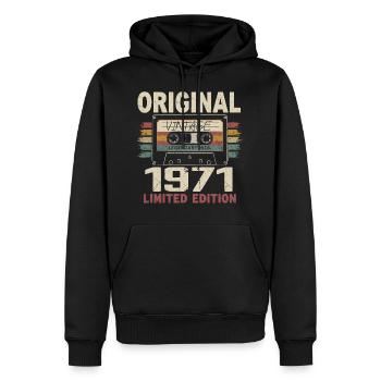 1971 cadeau anniversaire 1971 vintage 1971 rétro - Sweat à capuche Premium bio Homme - noir - Devant - Nico (187cm)