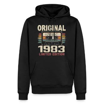 1983 cadeau anniversaire 1983 vintage 1983 rétro - Sweat à capuche Premium bio Homme - noir - Devant - Nico (187cm)