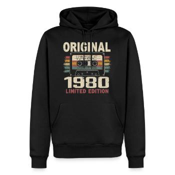 1980 cadeau anniversaire 1980 vintage 1980 rétro - Sweat à capuche Premium bio Homme - noir - Devant - Nico (187cm)