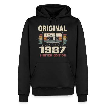 1987 cadeau anniversaire 1987 vintage 1987 rétro - Sweat à capuche Premium bio Homme - noir - Devant - Nico (187cm)