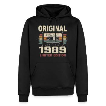 1989 cadeau anniversaire 1989 vintage 1989 rétro - Sweat à capuche Premium bio Homme - noir - Devant - Nico (187cm)