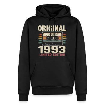 1993 cadeau anniversaire 1993 vintage 1993 rétro - Sweat à capuche Premium bio Homme - noir - Devant - Nico (187cm)