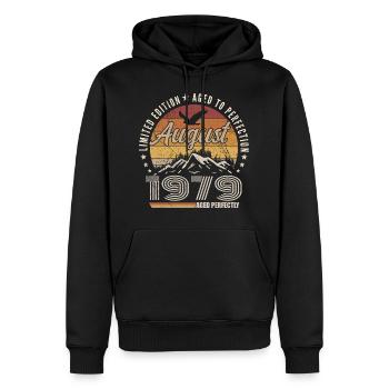 August 1979 Retro Anniversary August 1979 August 1979 - Men’s Premium Organic Hoodie - black - Front - Nico (187cm)