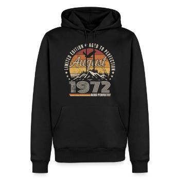 August 1972 Retro Anniversary August 1972 August 1972 - Men’s Premium Organic Hoodie - black - Front - Nico (187cm)