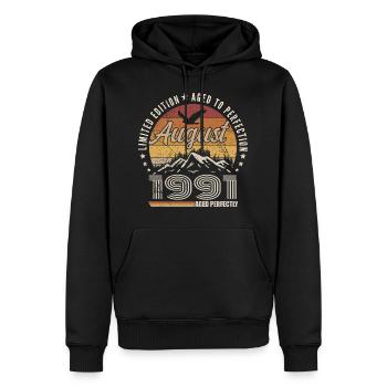August 1991 Retro Anniversary August 1991 August 1991 - Men’s Premium Organic Hoodie - black - Front - Nico (187cm)