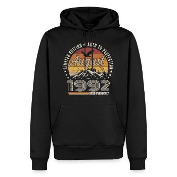 August 1992 Retro Anniversary August 1992 August 1992 - Men’s Premium Organic Hoodie - black - Front - Nico (187cm)