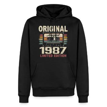 Août 1987 August 1987 Cadeau Août 1987 August 1987 - Sweat à capuche Premium bio Homme - noir - Devant - Nico (187cm)