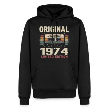 Août 1974 August 1974 Cadeau Août 1974 August 1974 - Sweat à capuche Premium bio Homme - noir - Devant - Nico (187cm)