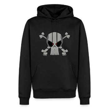 Cooler Totenkopf im Piratenflaggen Stil Shirt - Männer Premium Bio Hoodie - Schwarz - Vorne - Nico (187cm)