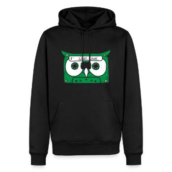 Owl Cassette music - Männer Premium Bio Hoodie - Schwarz - Vorne - Nico (187cm)