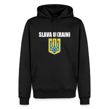 Ukraine - Männer Premium Bio Hoodie - Schwarz - Vorne - Nico (187cm)