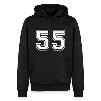 55 - Männer Premium Bio Hoodie - Schwarz - Vorne - Nico (187cm)