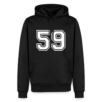 59 - Männer Premium Bio Hoodie - Schwarz - Vorne - Nico (187cm)