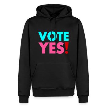 Vote yes - Männer Premium Bio Hoodie - Schwarz - Vorne - Nico (187cm)