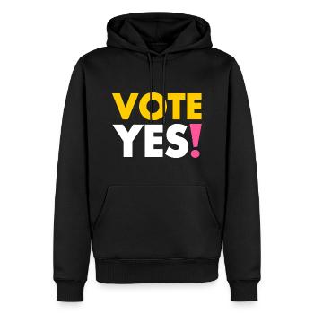 Vote yes - Männer Premium Bio Hoodie - Schwarz - Vorne - Nico (187cm)