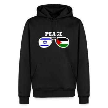 Free Palestine Israel peace - Sweat à capuche Premium bio Homme - noir - Devant - Nico (187cm)