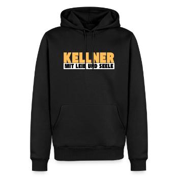 Kellner mit Leib und Seele - Männer Premium Bio Hoodie - Schwarz - Vorne - Nico (187cm)