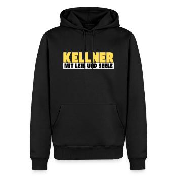 Kellner mit Leib und Seele - Männer Premium Bio Hoodie - Schwarz - Vorne - Nico (187cm)