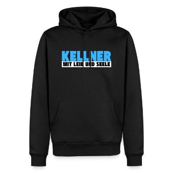 Kellner mit Leib und Seele - Männer Premium Bio Hoodie - Schwarz - Vorne - Nico (187cm)