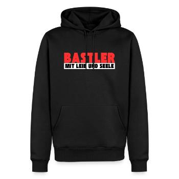 Bastler mit Leib und Seele - Männer Premium Bio Hoodie - Schwarz - Vorne - Nico (187cm)