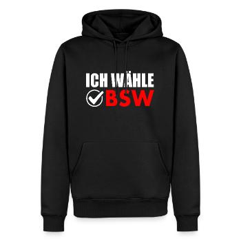 ich wähle bsw - Männer Premium Bio Hoodie - Schwarz - Vorne - Nico (187cm)