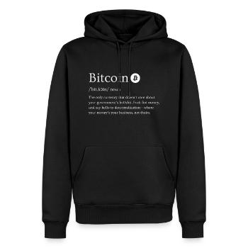Définition de Bitcoin (Crypto) - Sweat à capuche Premium bio Homme - noir - Devant - Nico (187cm)