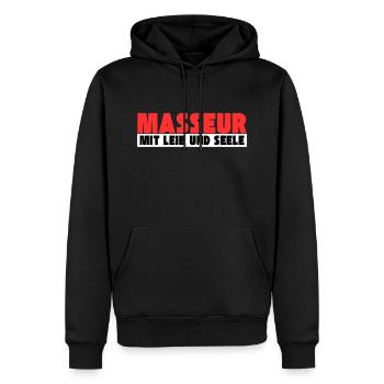 Masseur mit Leib und Seele - Männer Premium Bio Hoodie - Schwarz - Vorne - Nico (187cm)