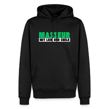 Masseur mit Leib und Seele - Männer Premium Bio Hoodie - Schwarz - Vorne - Nico (187cm)