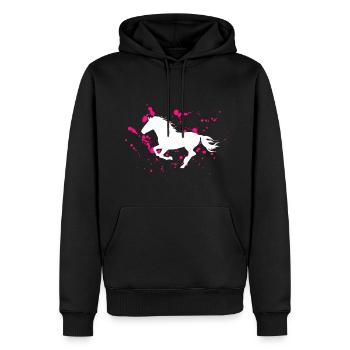 Pferde Reiten Pferdemotiv galoppierendes Pferd - Männer Premium Bio Hoodie - Schwarz - Vorne - Nico (187cm)