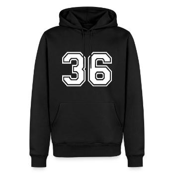 36 - Men’s Premium Organic Hoodie - black - Front - Nico (187cm)