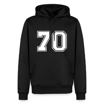 70 - Men’s Premium Organic Hoodie - black - Front - Nico (187cm)